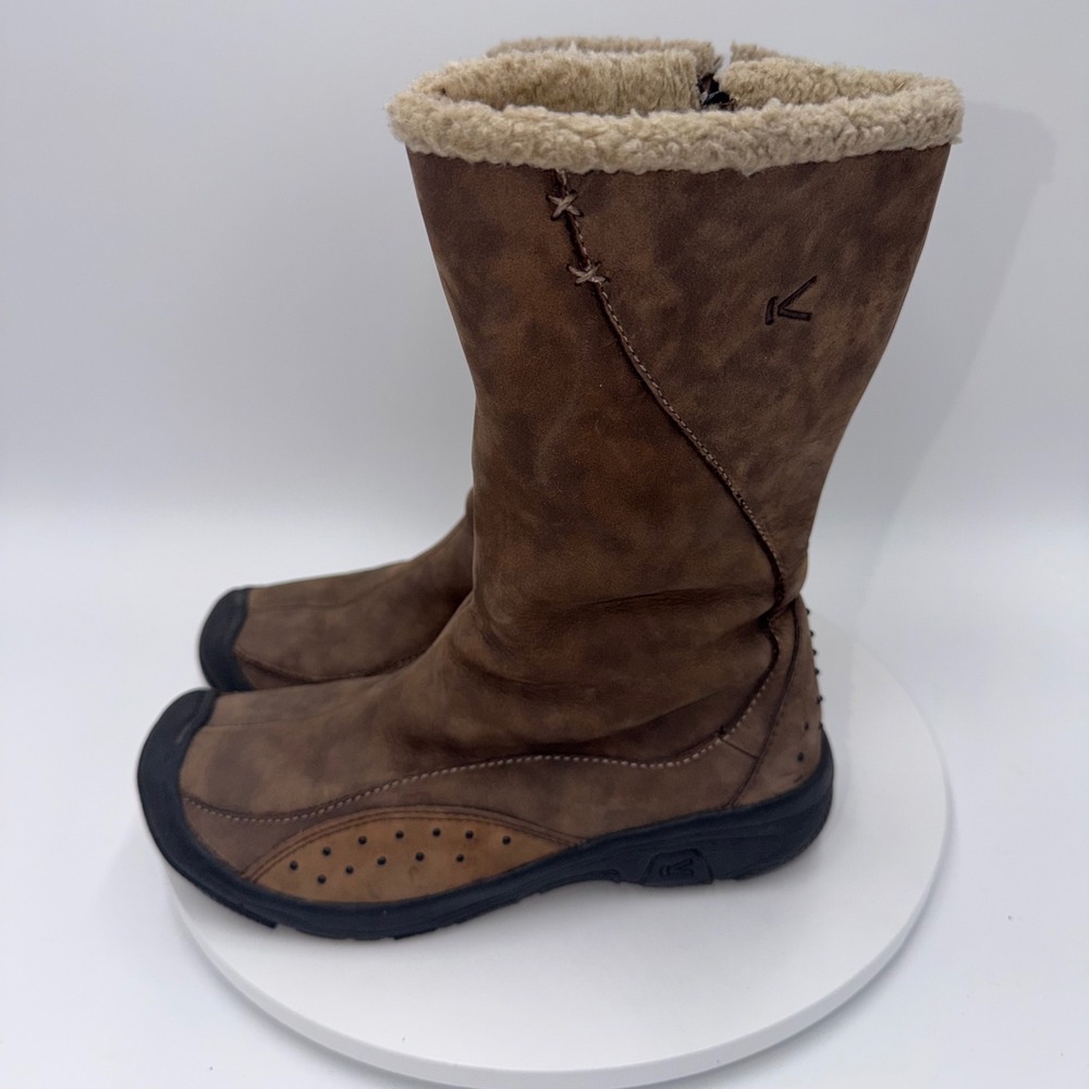 Keen Stockholm Brown Leather Faux Shearling Lined Winter Boots Womens Size 6.5